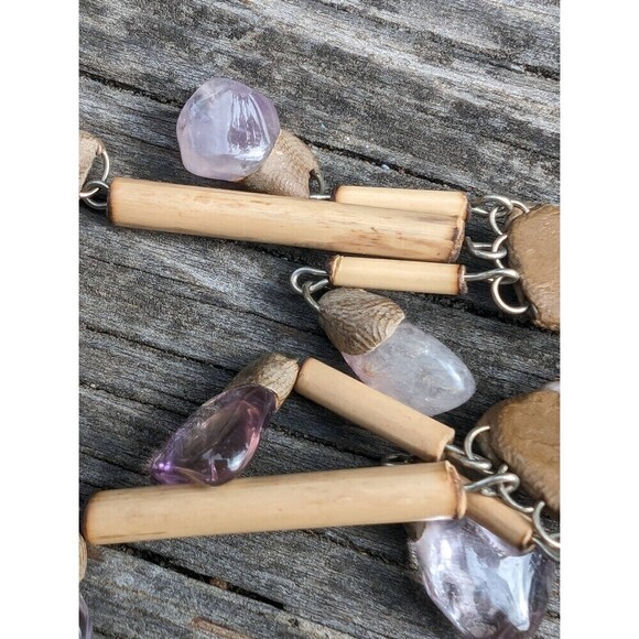 Vintage Stone Bohemian Earrings, Handcrafted Purple Gemstone Dangle Earrings - Picture 5 of 10